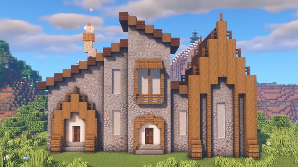 a Compact Stone Mansion in Minecraft