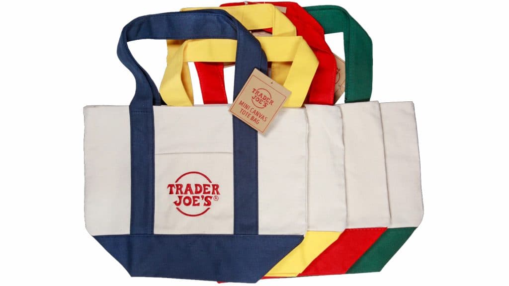 The mini tote bags available from Trader Joes