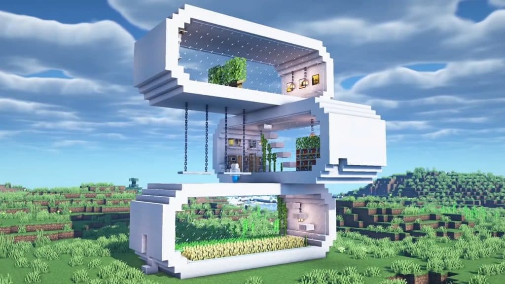 a White Container House in Minecraft