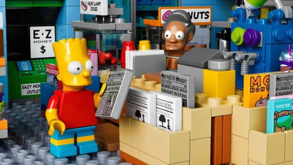 The inside of the LEGO The Simpsons Kwik-E-Mart set