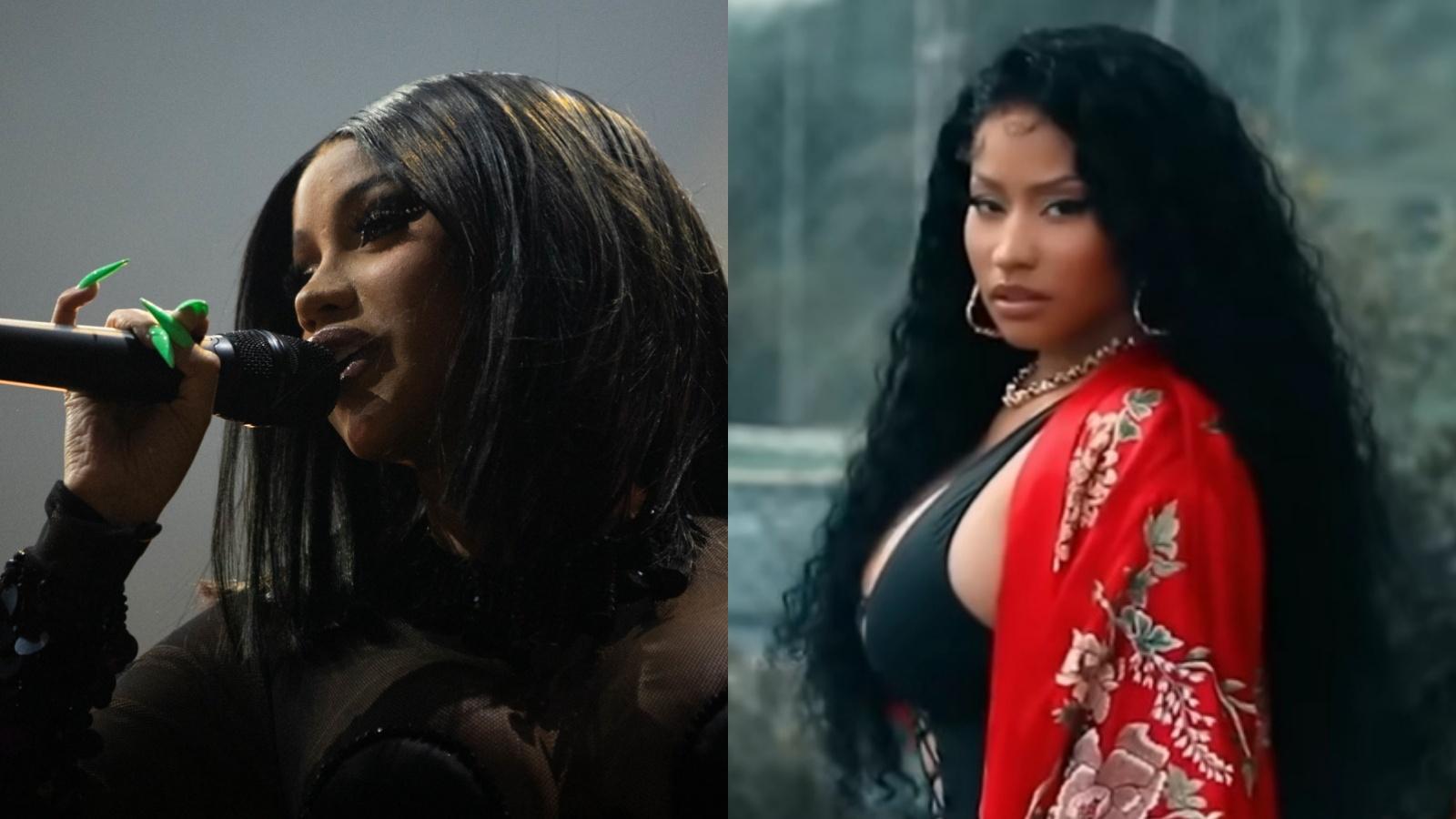 Cardi B and Nicki Minaj in a side-by-side photo