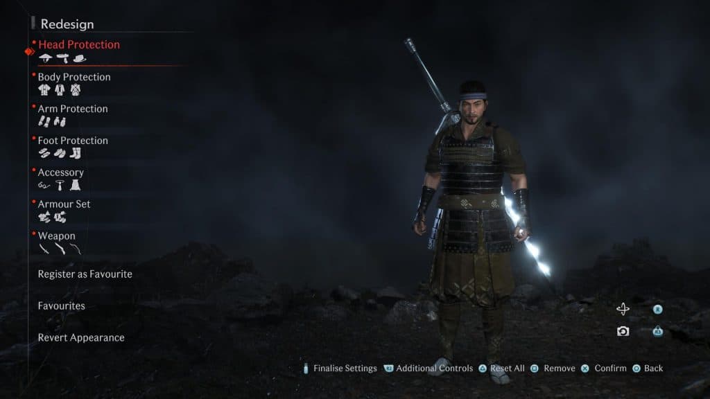 Rise of the Ronin character creator screen
