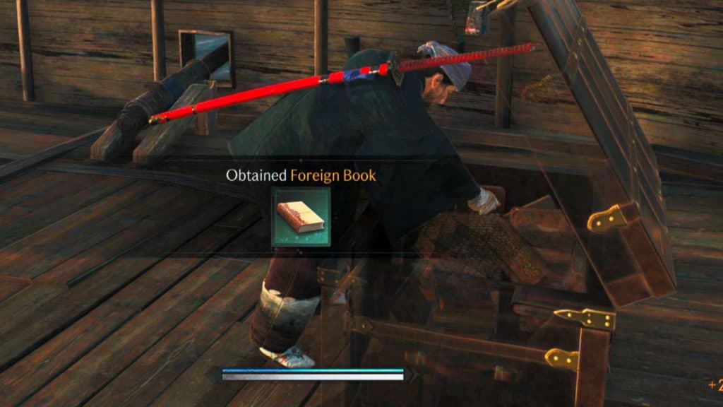 Ronin getting a Foreign Book from a chest