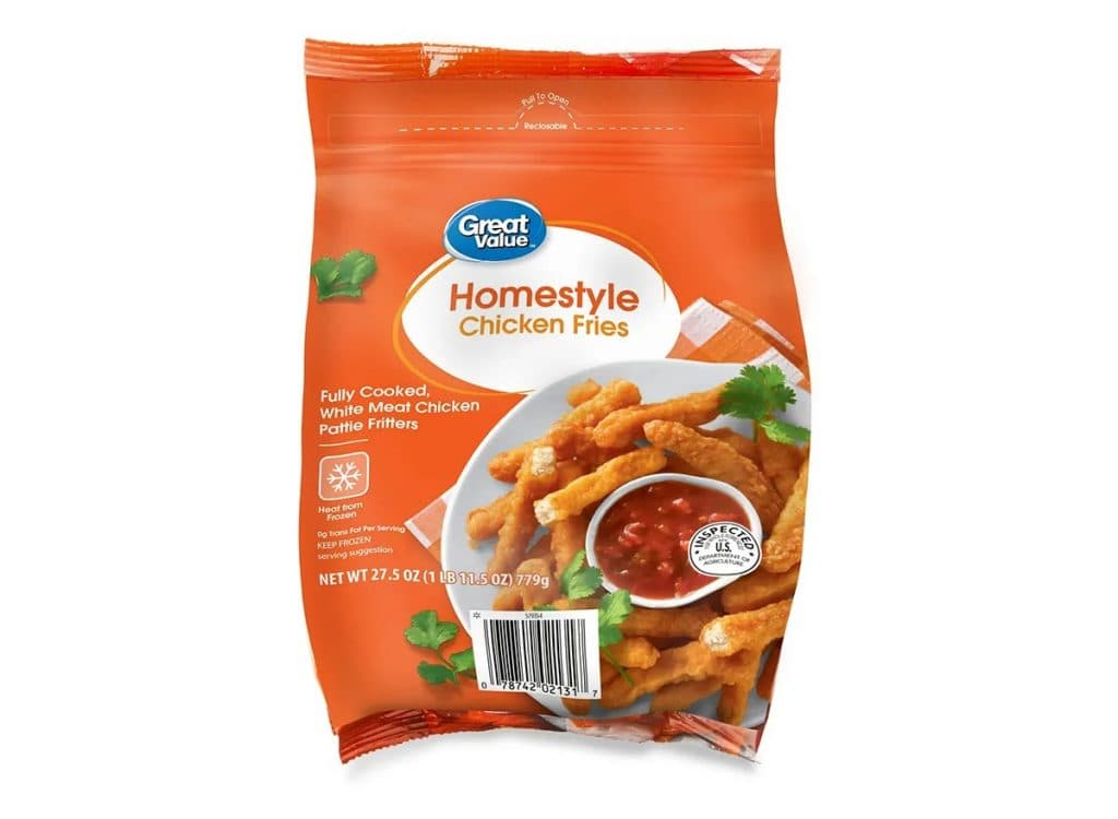 A bag of homestyle chicken fries from Walmart