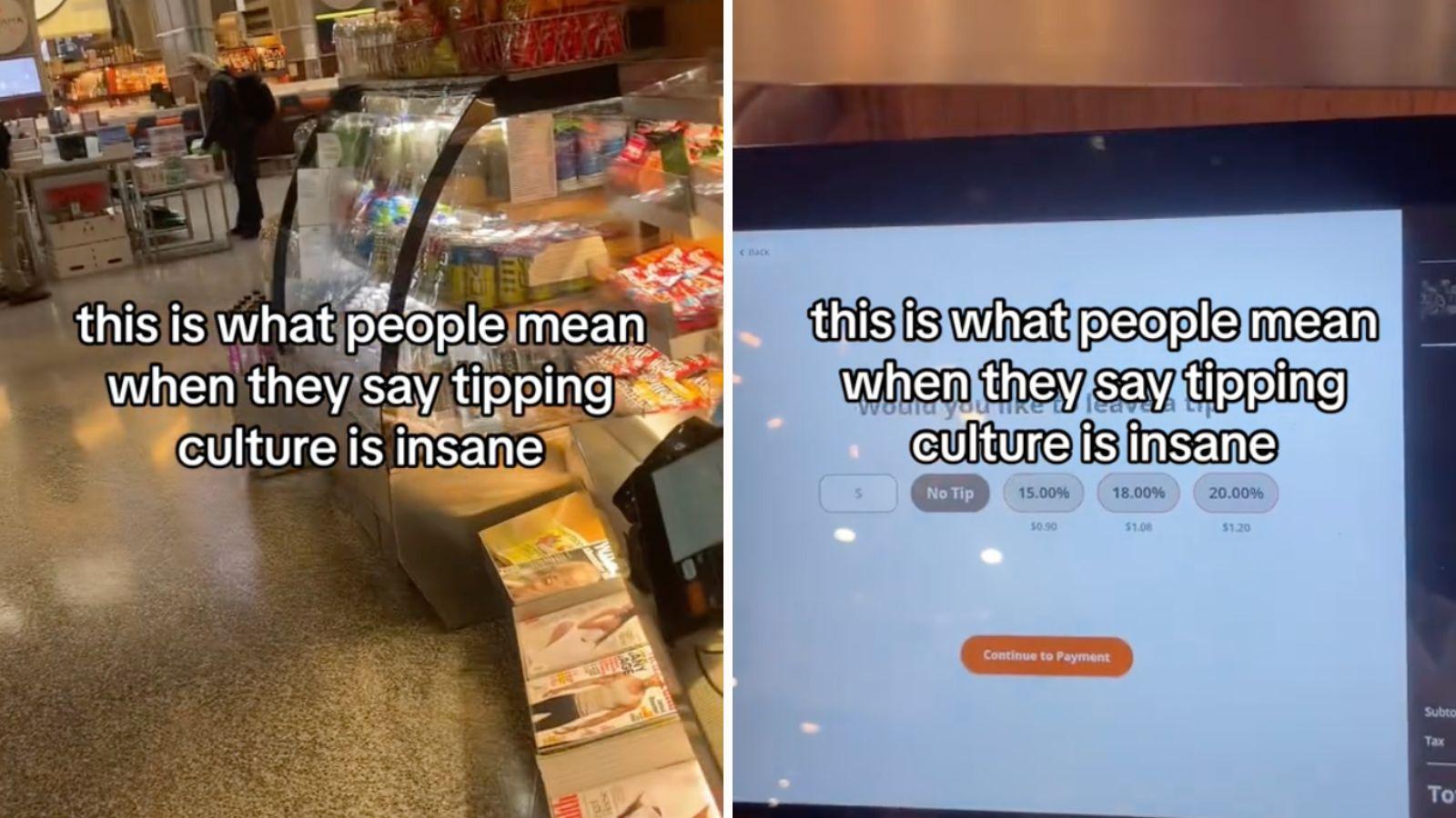 Customer stunned as she’s asked to leave tip for water at self-checkout