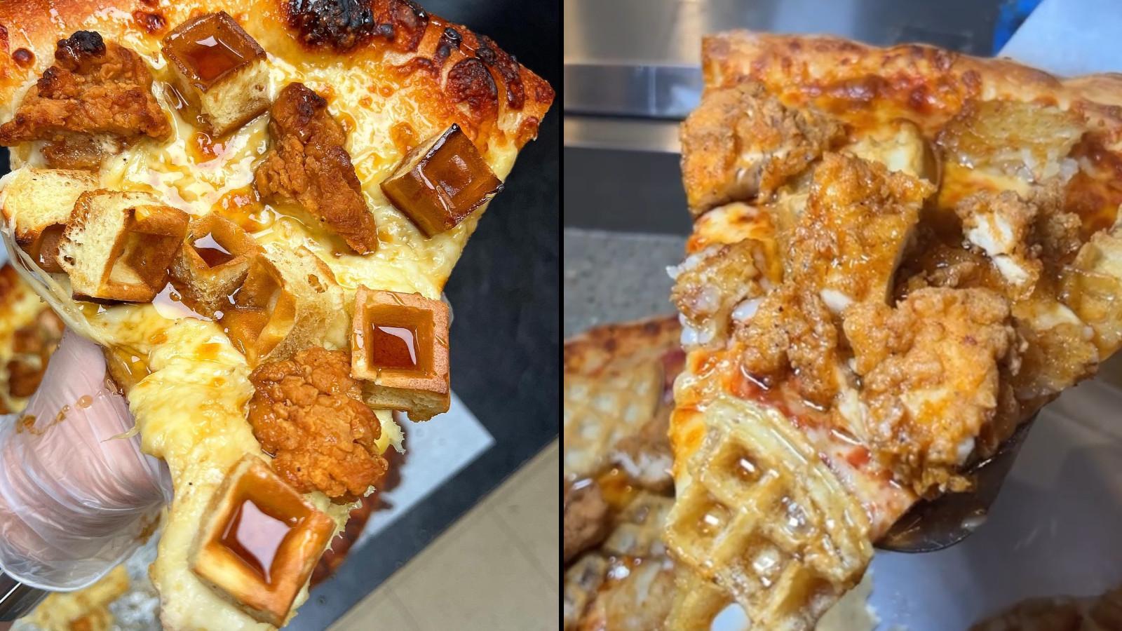 chicken and waffles pizza