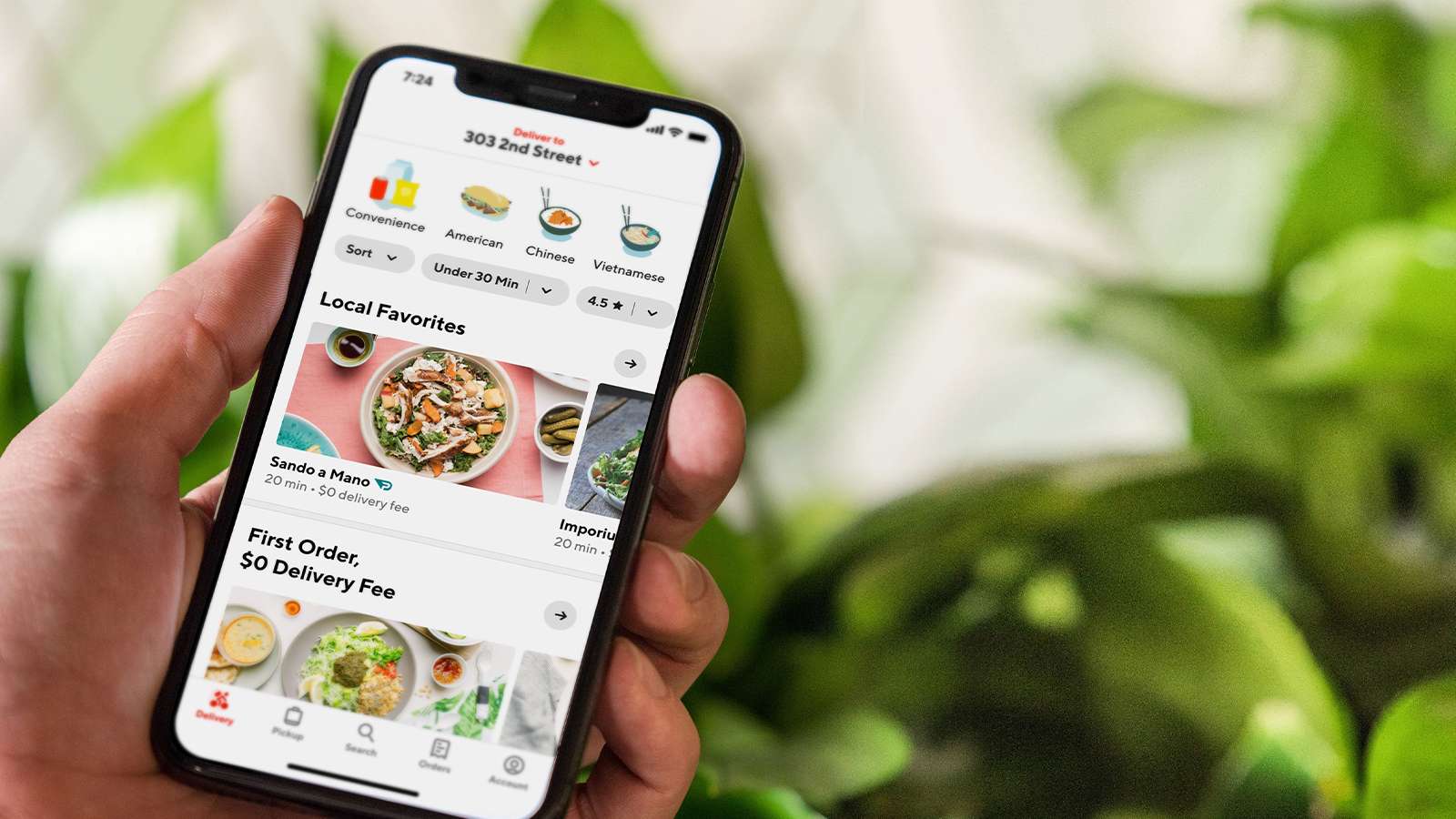 The DoorDash app on a mobile phone