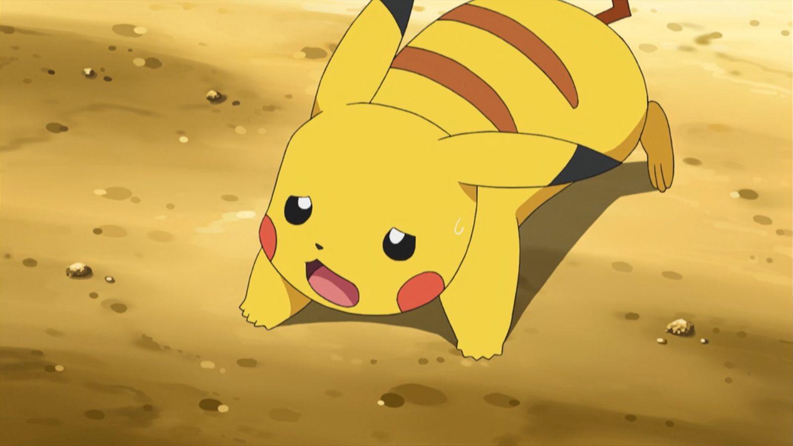 Confused Pikachu from Pokemon anime.