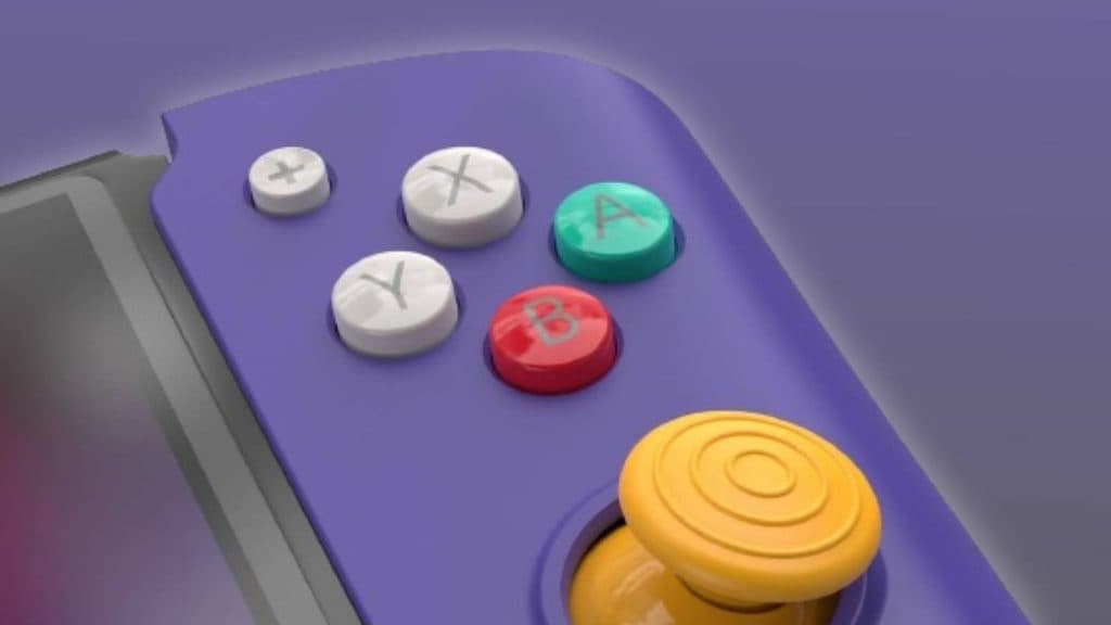 Image of the buttons of the CRKD Nitro Deck in 'Retro Purple'.