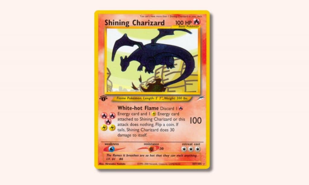 Shining Charizard Pokemon card.