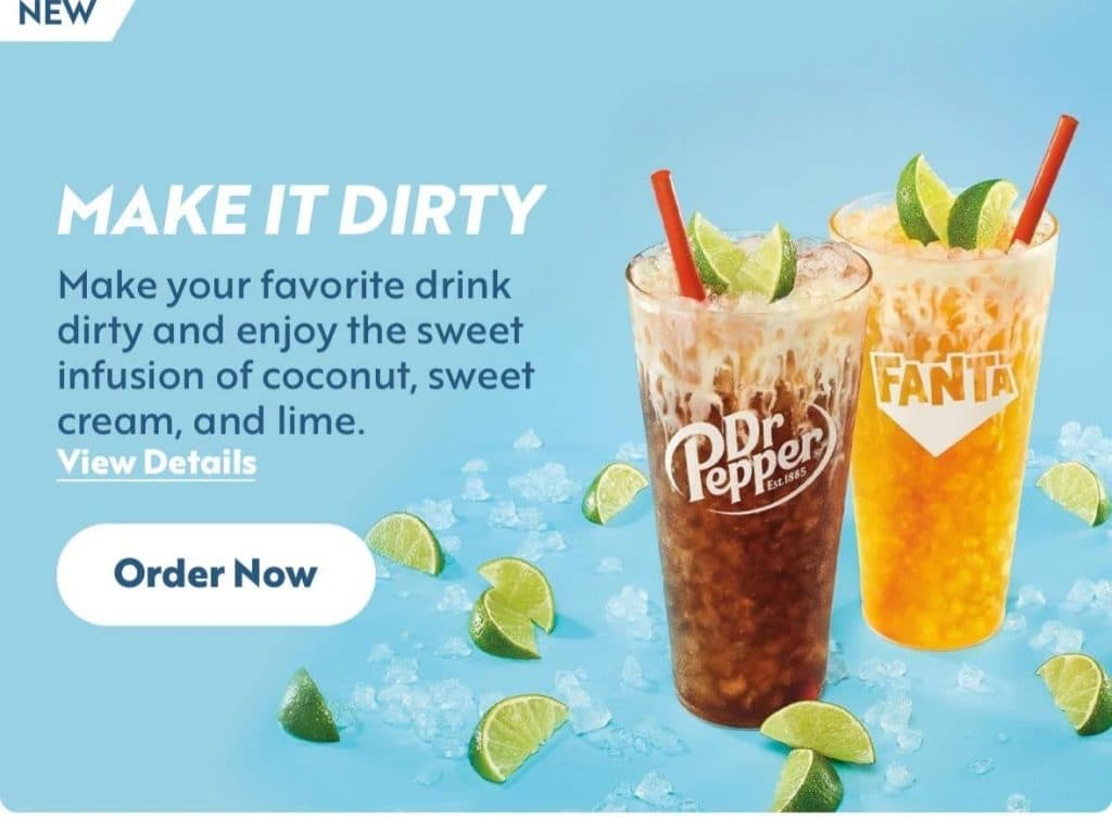 An ad for Sonic's new dirty sodas
