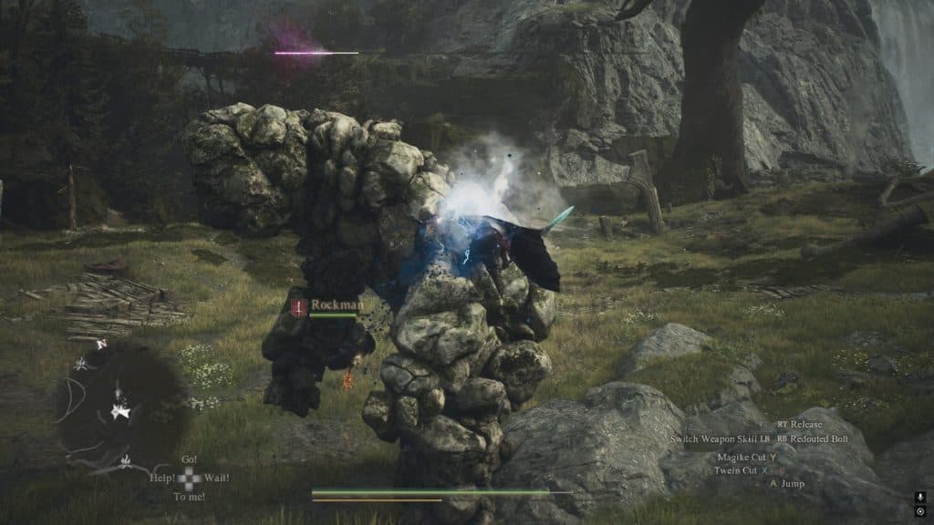 Fighting a golem in Dragon's Dogma 2