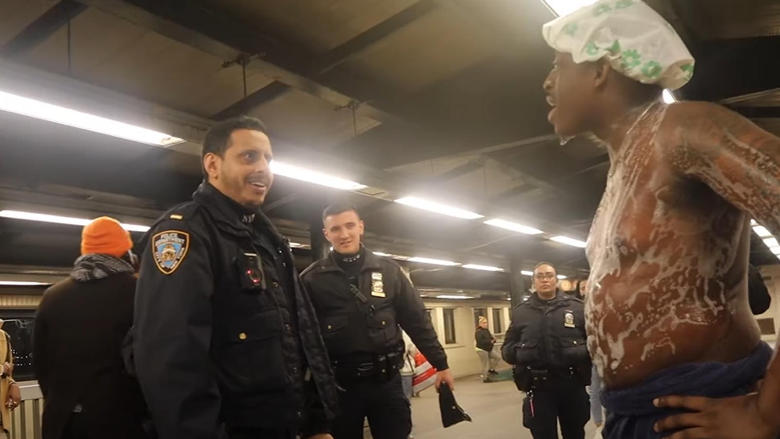 Man's prank ends with police involvement after taking shower on NYC subway