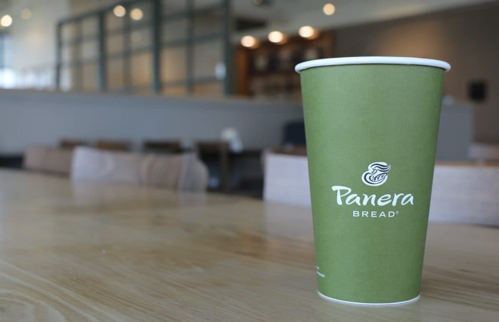 A panera coffee cup