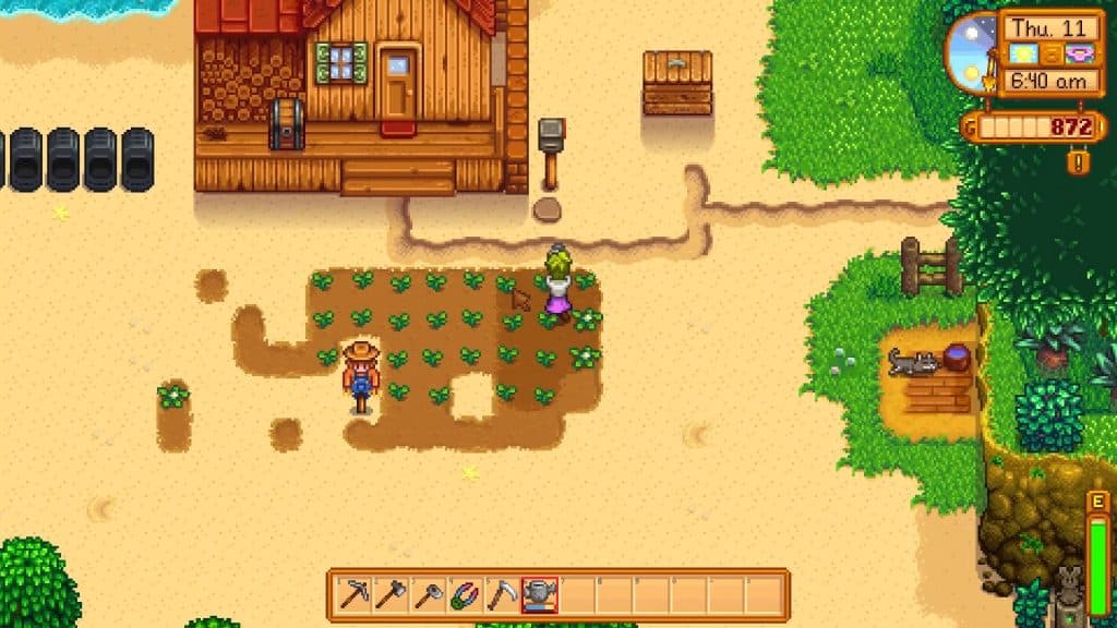 Taking care of your pet in Stardew vAlley.