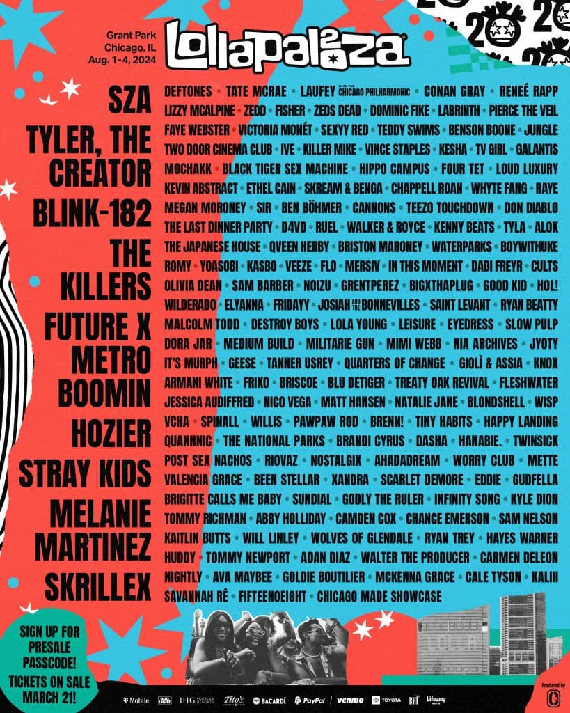 Lollapalooza Chicago 2024 lineup poster