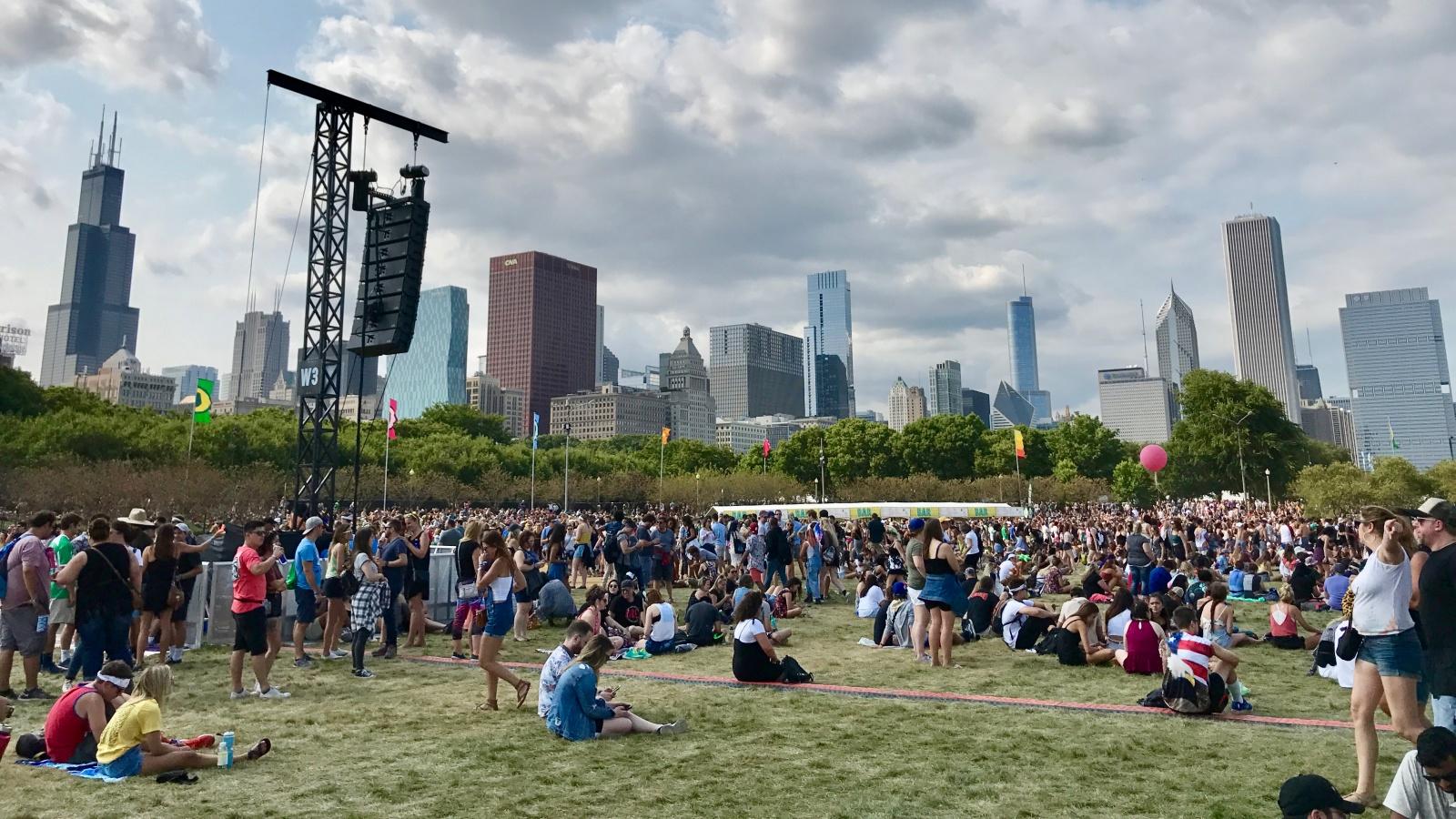The Chicago skyline during Lollapalooza