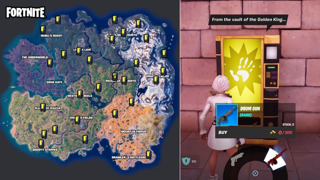 Midas Vending Machine locations in Fortnite Chapter 5