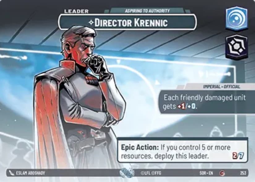Director Krennic Showcase card in Star Wars Unlimited