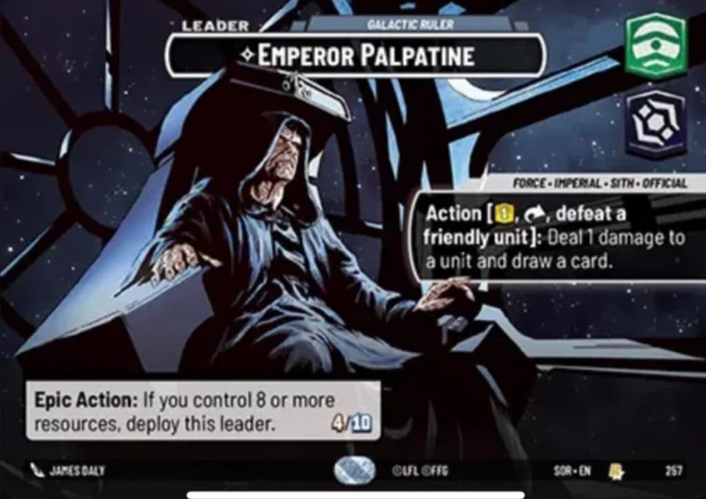 Star Wars Unlimited Emperor Palpatine Showcase card