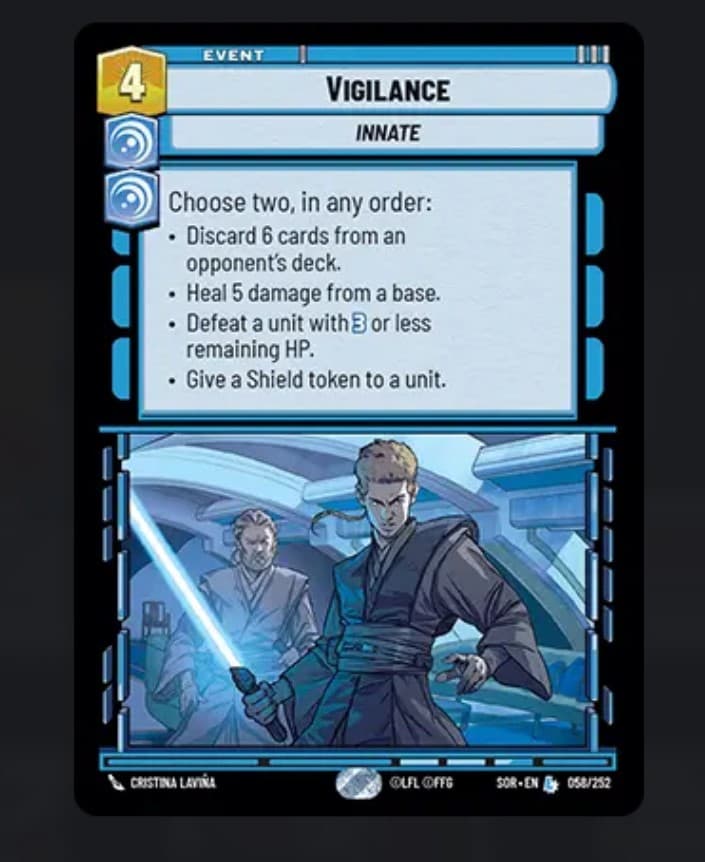 Vigilance card in Star Wars Unlimited