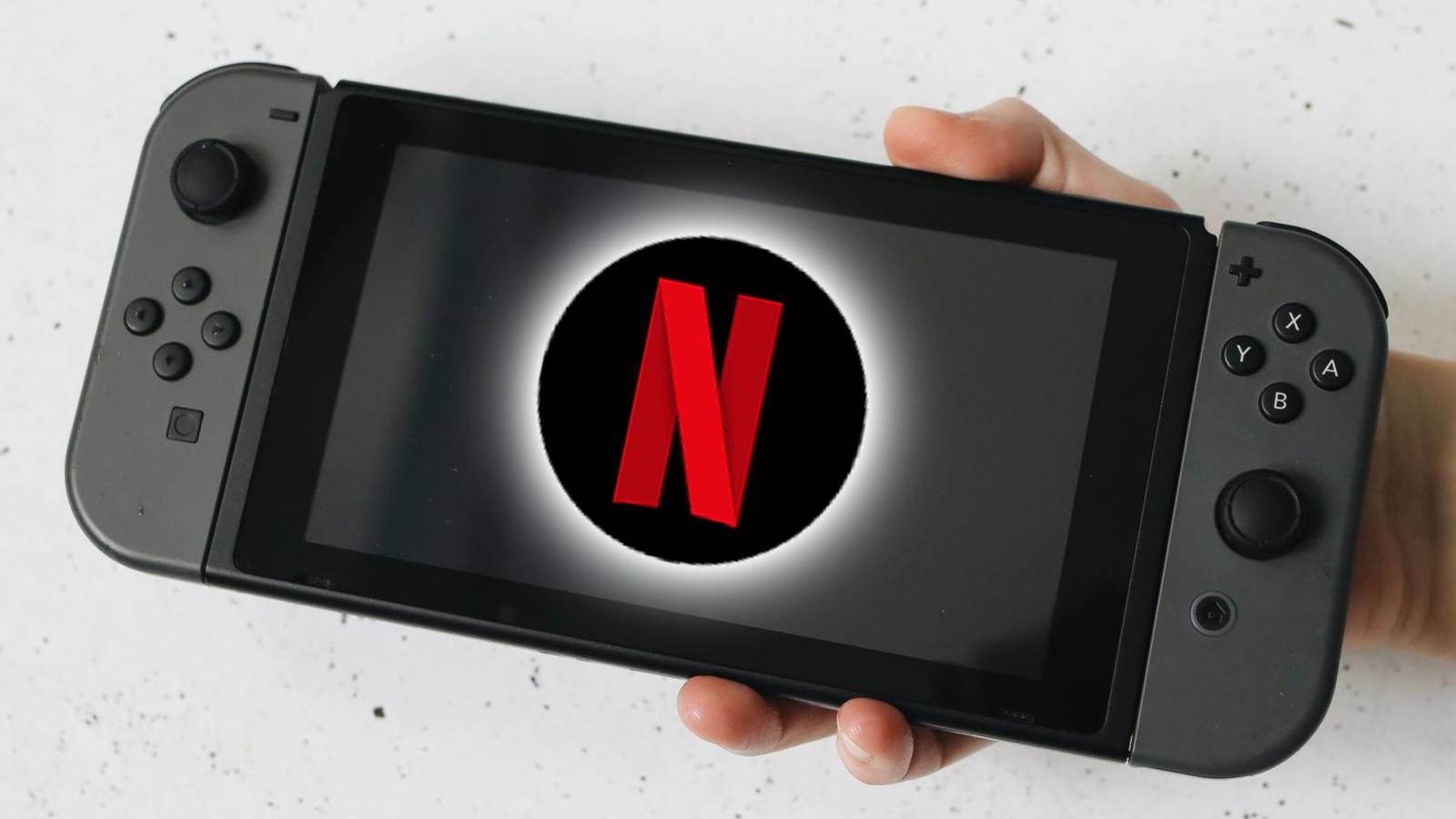 Image of the Nintendo Switch with the Netflix logo on the display.