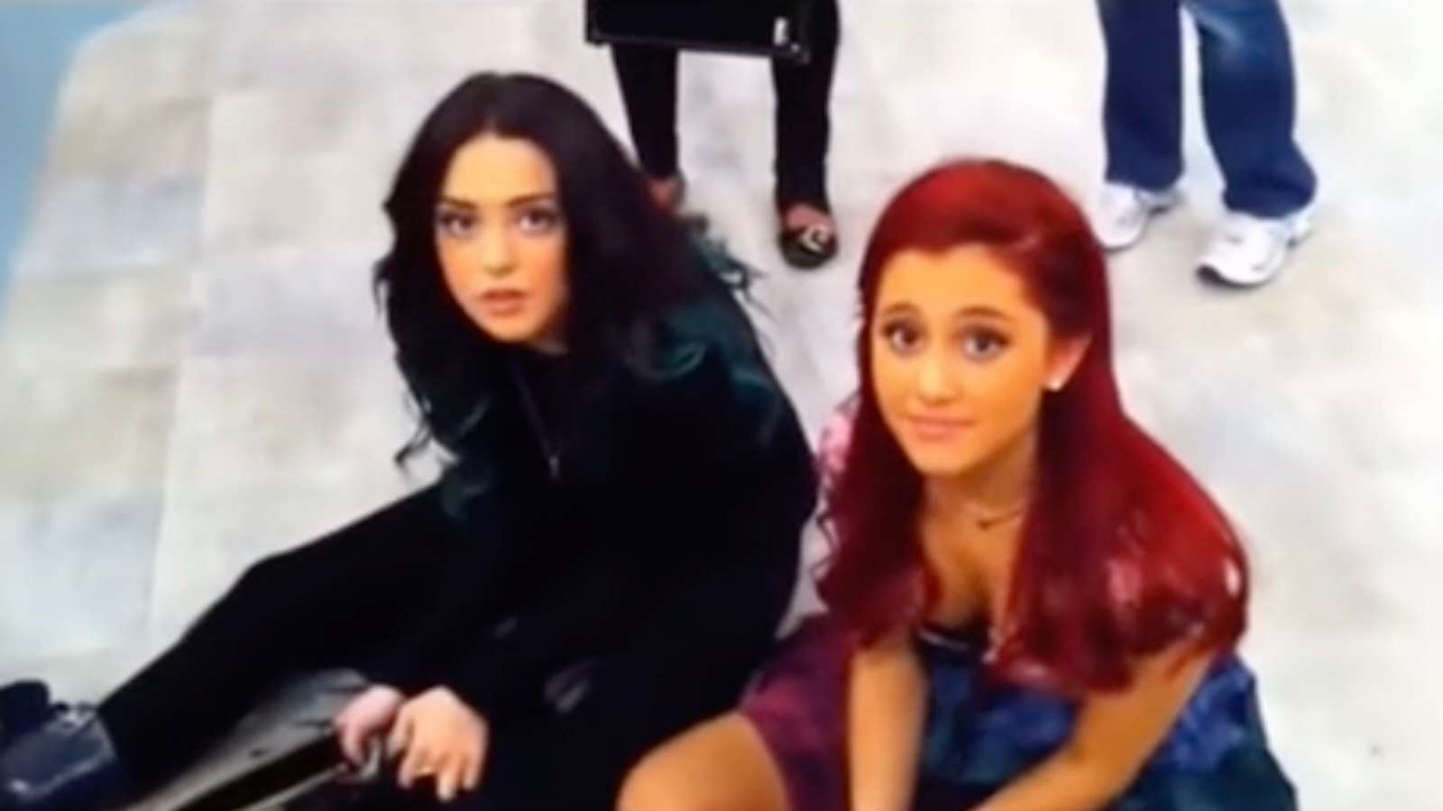 Liz Gillies and Ariana Grande in behind-the-scenes footage