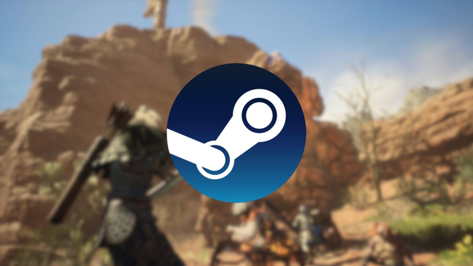 The Steam logo on a Dragon's Dogma 2 background