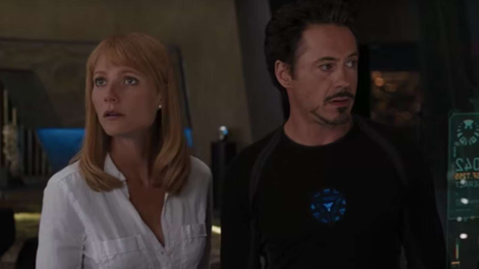 Gwyneth Paltrow and Robert Downey Jr. in The Avengers