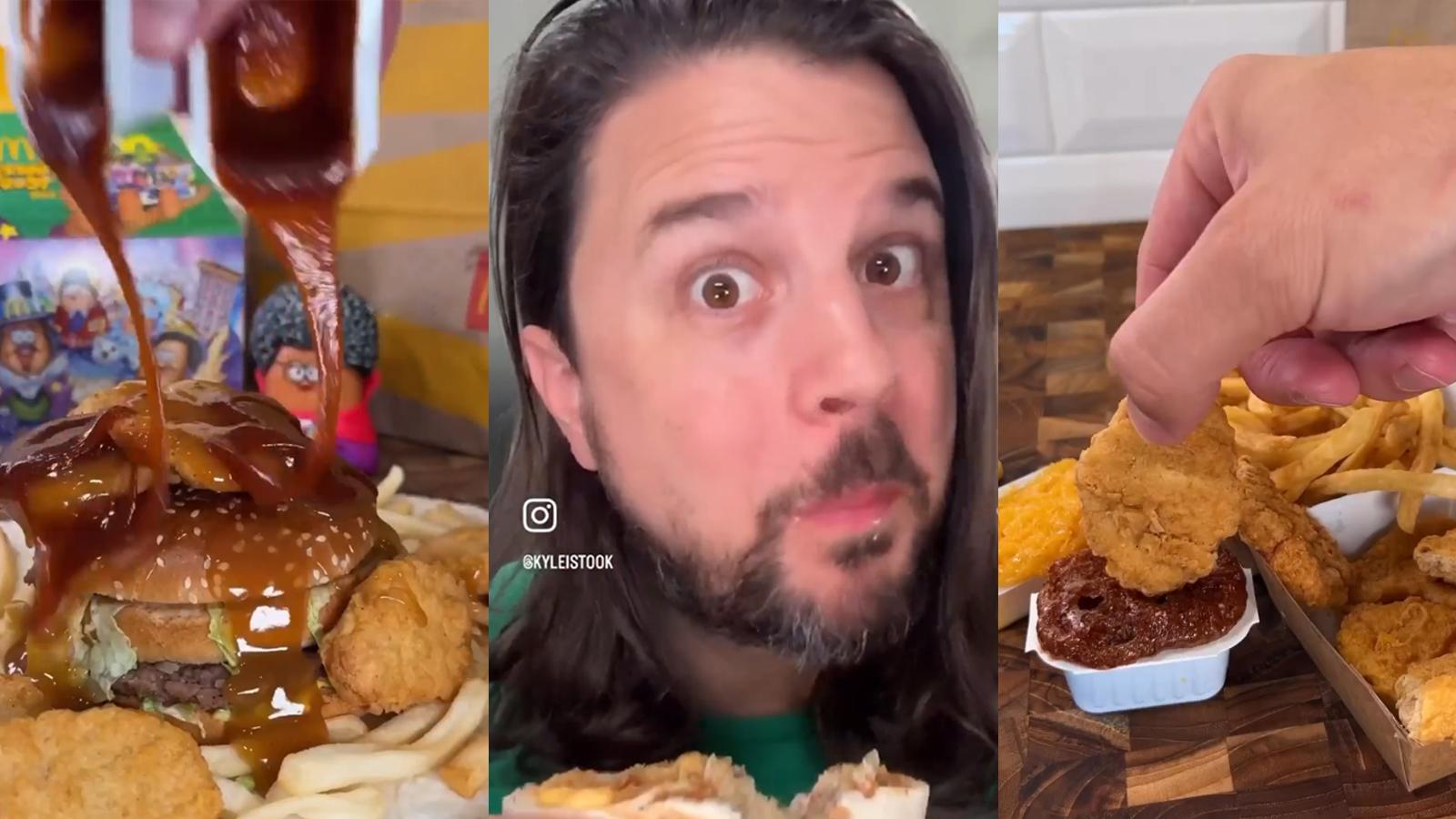 Food blogger Kyle Istook alongside some of his McDonald's recipe hacks