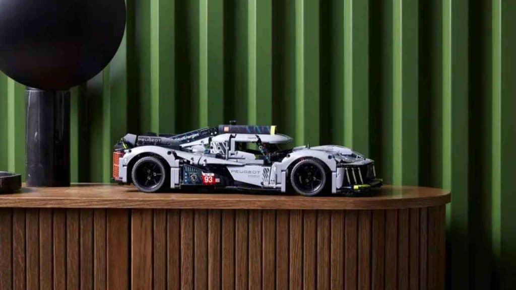 The LEGO Peugeot Le Mans Hypercar on display