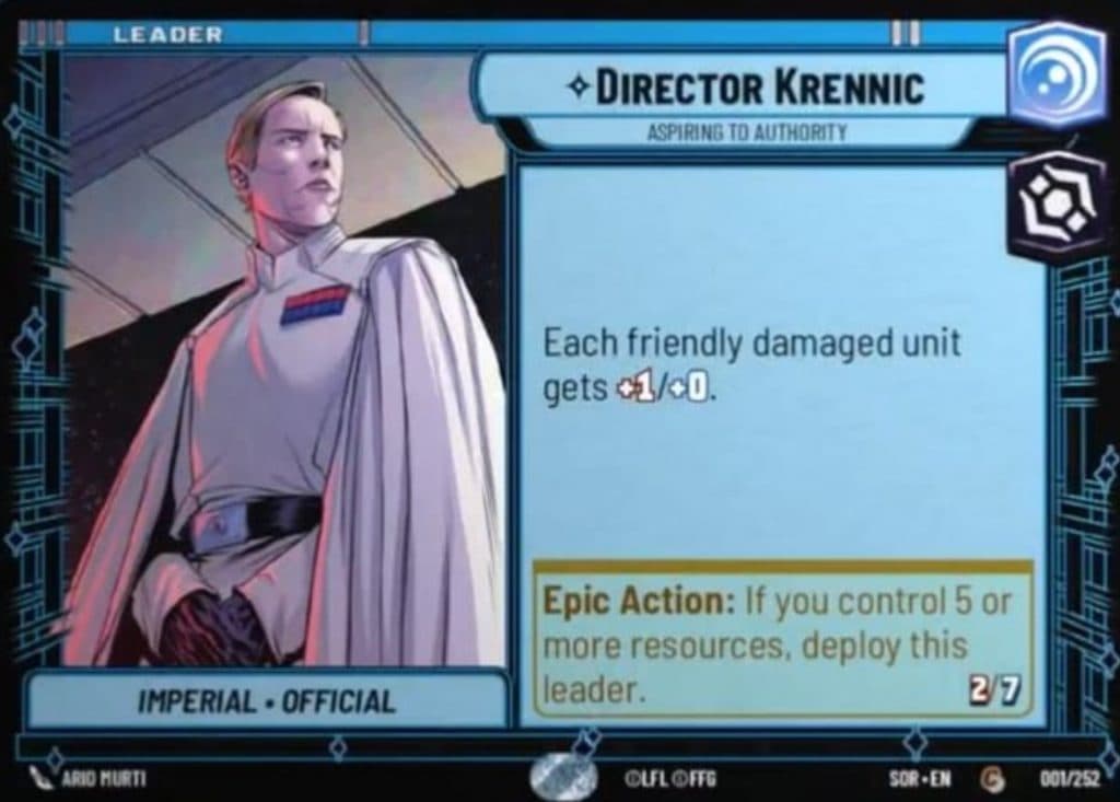 Director Krennic Leader Showcase card in Star Wars Unlimited