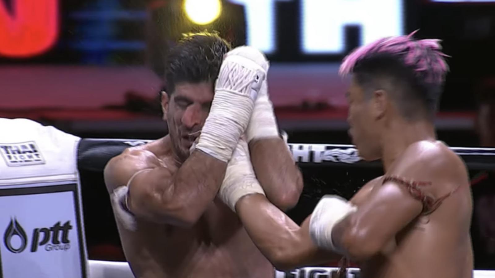 A Muay Thai fighter goes viral online after disgusting broken nose incident
