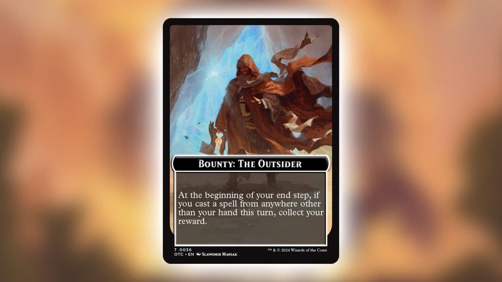 MTG Thunder Junction bounty card:

Bounty: The Outsider

At the beginning of your end step, if you cast a spell from anywhere other than your hand this turn, collect your reward.