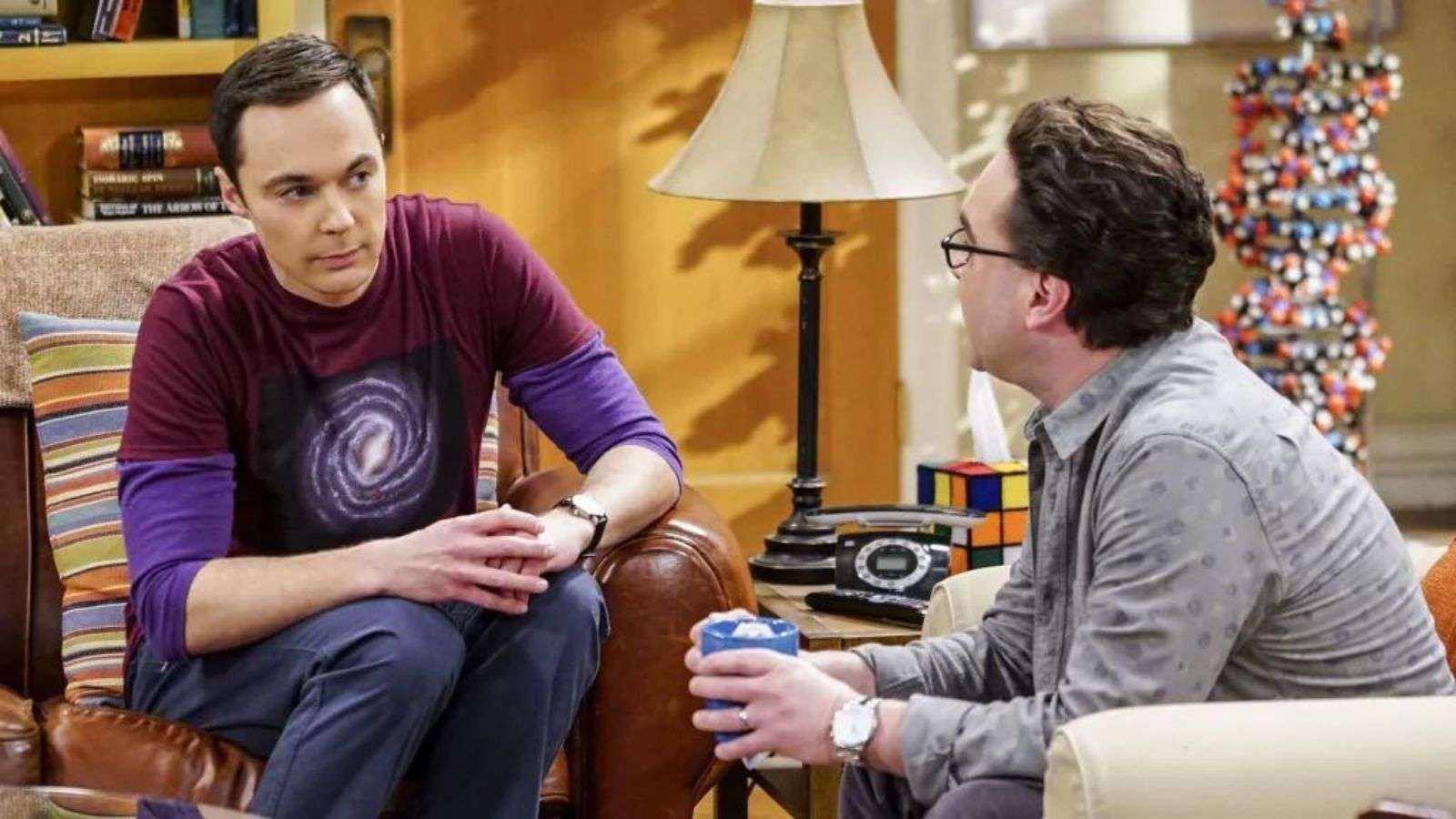 Sheldon talking to Leonard in The Big Bang Theory
