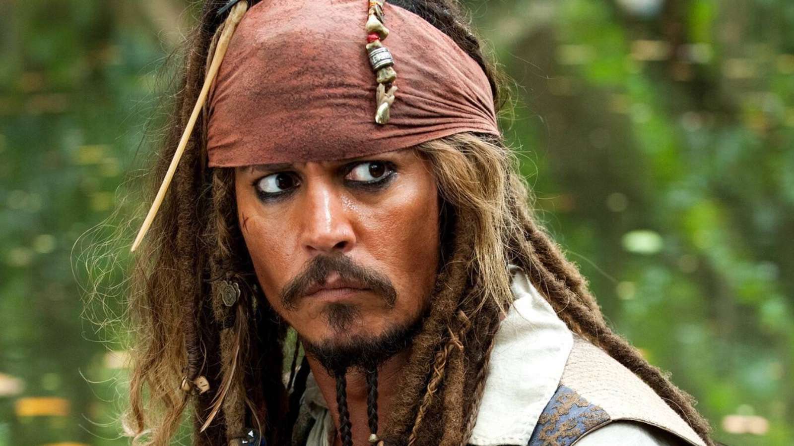 Johnny Depp in Pirates of the Caribbean as Jack Sparrow.