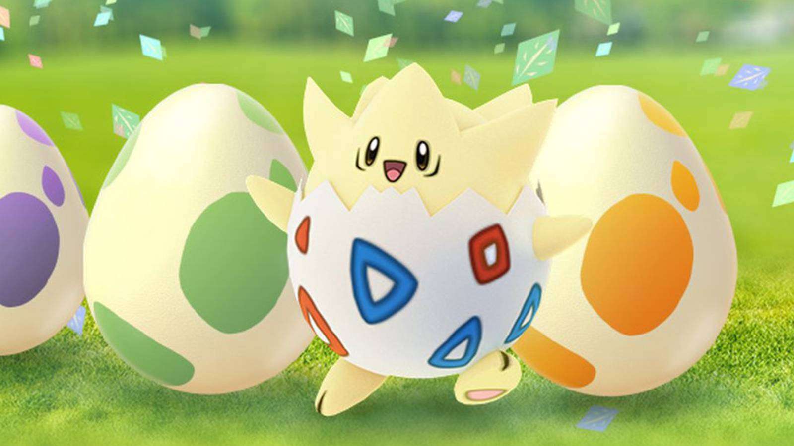 The Pokemon Togepi appears alongside some eggs in Pokemon Go key art