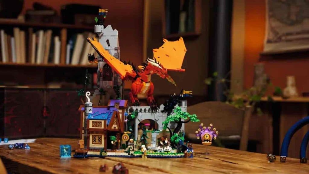 The LEGO Ideas Dungeons & Dragons: Red Dragon's Tale on display