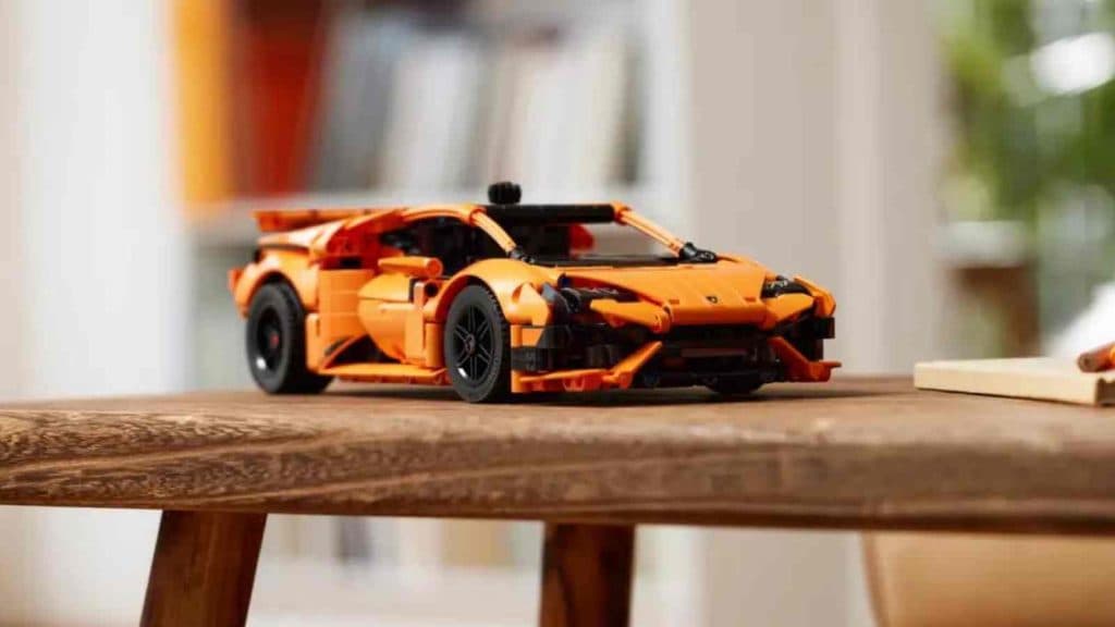 The LEGO Technic Lamborghini Huracán Tecnica Orange will be released in April 2024