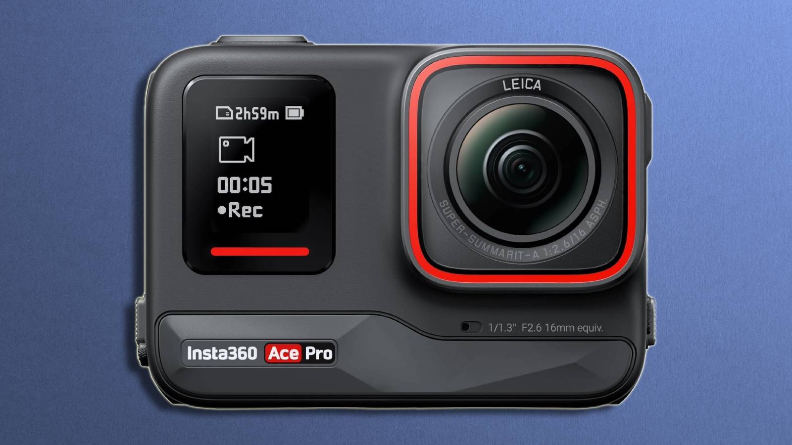 Insta360 Ace Pro on a blue background