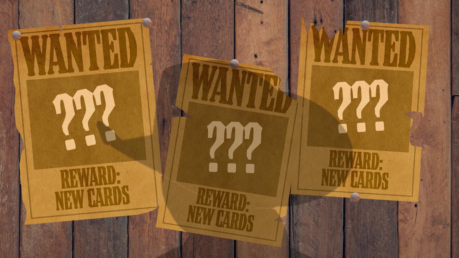 wanted posters with a shadow of a cowgirl to represent mtg thunder junction reveals