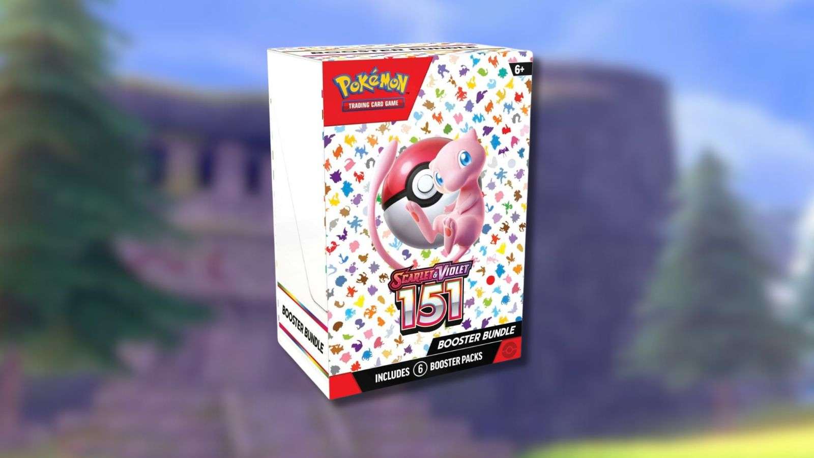 Pokemon 151 Booster Bundle with game background.