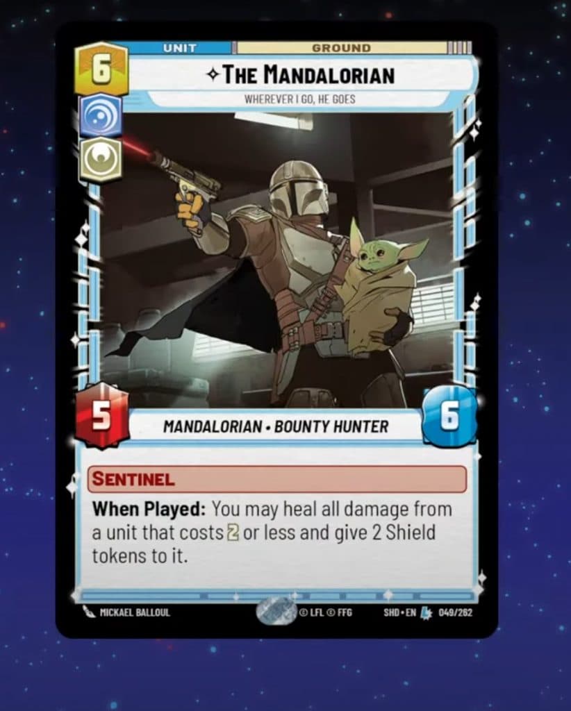 The Mandalorian Unit card in Star Wars Unlimited