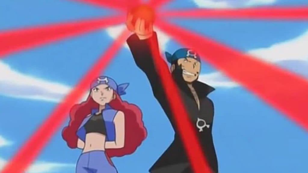 Team Aqua leader Archie appears in a still from the Pokemon anime
