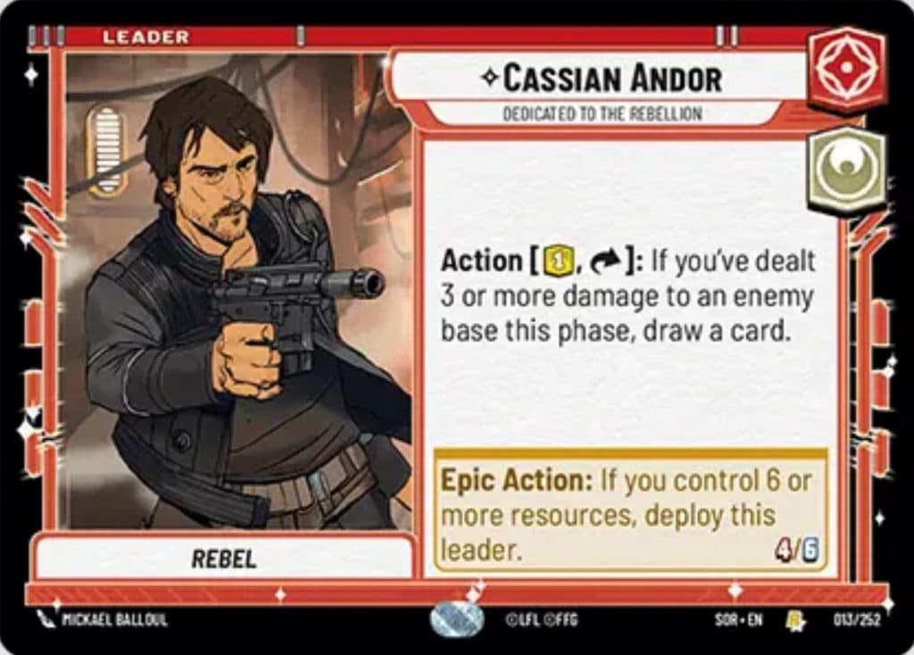 Star Wars Unlimited Cassian Andor Leader card