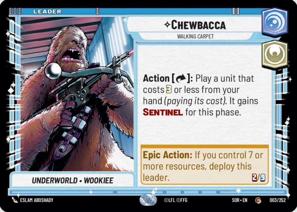 Star Wars Unlimited Chewbacca Leader card