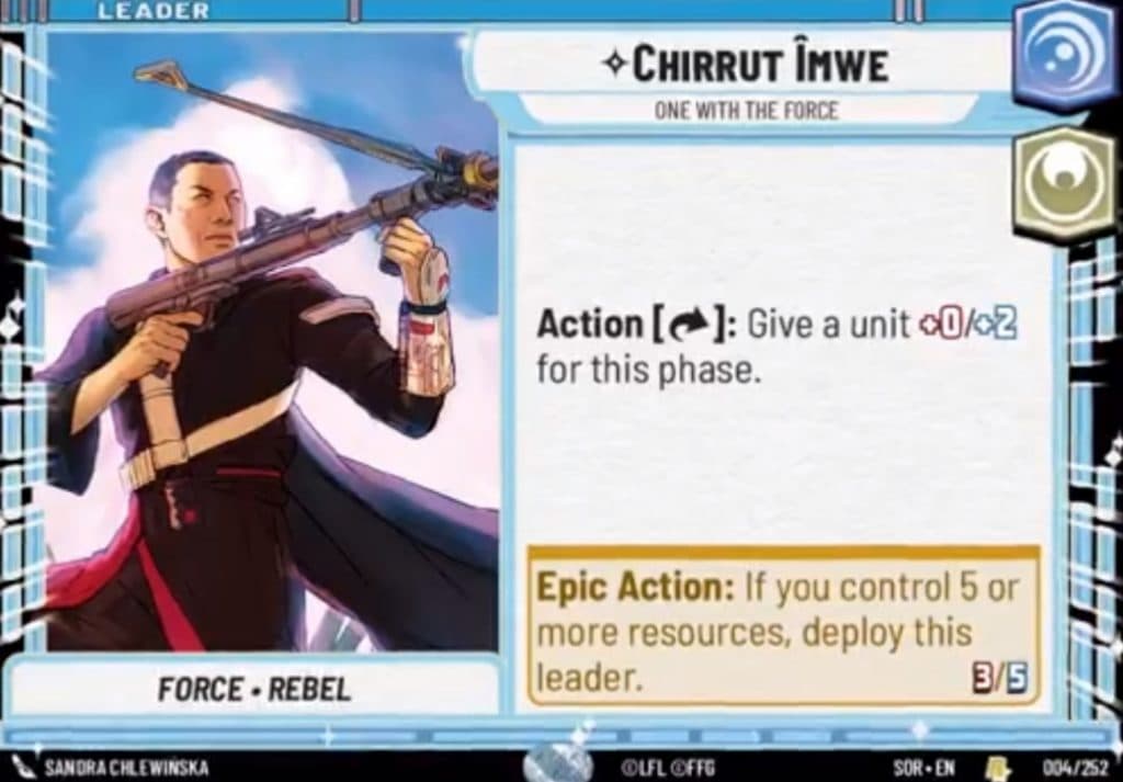 Star Wars Unlimited Chirrut Leader card
