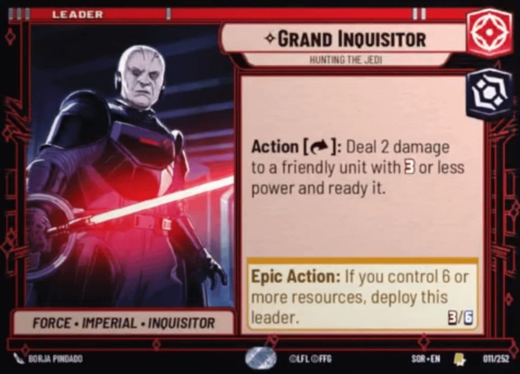 Star Wars Unlimited Grand Inquisitor Leader card
