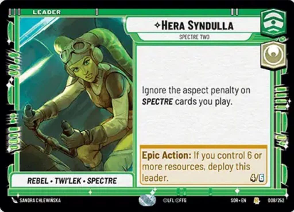Star Wars Unlimited Hela Syndulla Leader card