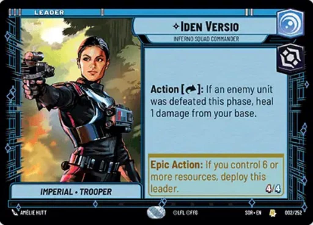 Star Wars Unlimited Iden Versio Leader card